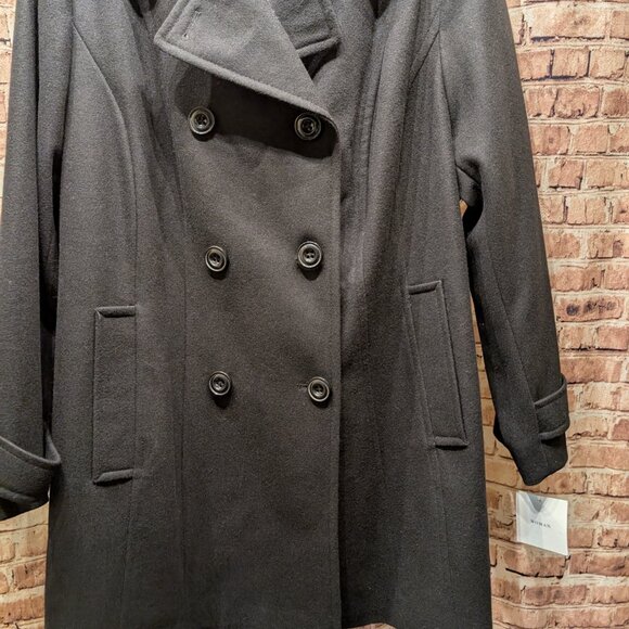 croft & barrow Black Double-Breasted Peacoat Size 2X NWT - Picture 4 of 13